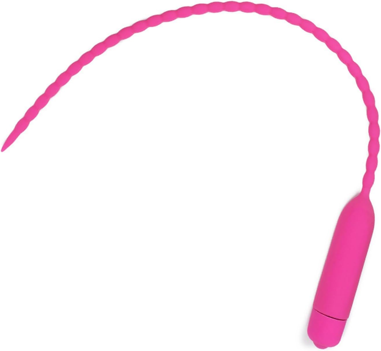 Silicone Vibrating Urethral Penis Plug Ten Frequency Threaded Urethral Sound Vibrator Masturbation Device(C,Pink)