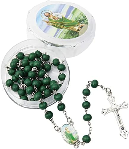 YRP Gifts 12 piezas de recuerdos de fiesta de bautismo, rosario de madera perfumada blanca, ángel de la guarda, Nuestra Señora de Guadalupe San
