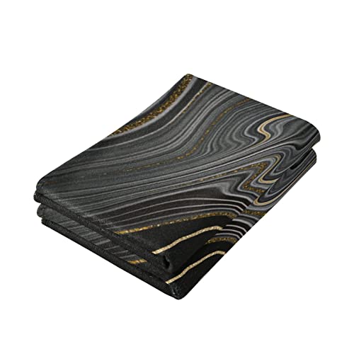 Bath Towels Set Of 2 Hand Towels For Bathroom Cotton Abstract Black Marble Gold Line Decorative 28X14In Absorbent Soft #TOP2