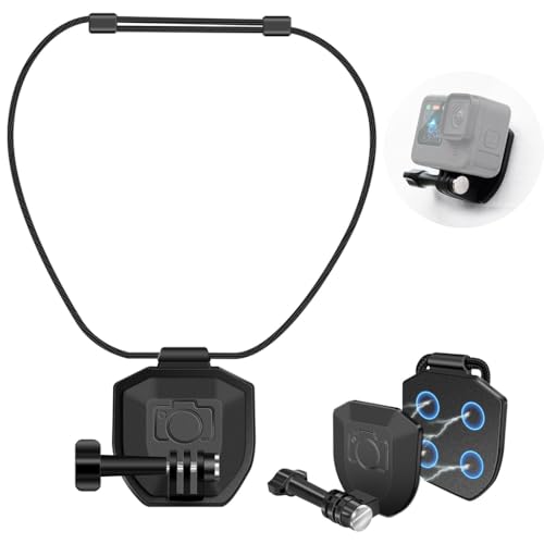 Image of ZORBES Magnetic Action Camera Neck Mount, Adjustable Nylon Cord Magnetic Neck Strap Mount, Hands-Free Filming POV View, Universal Compatibility