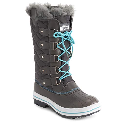 Image of POLAR Womens Snow Boot Nylon Tall Winter Fur Lined Snow Warm Waterproof Rain Boot