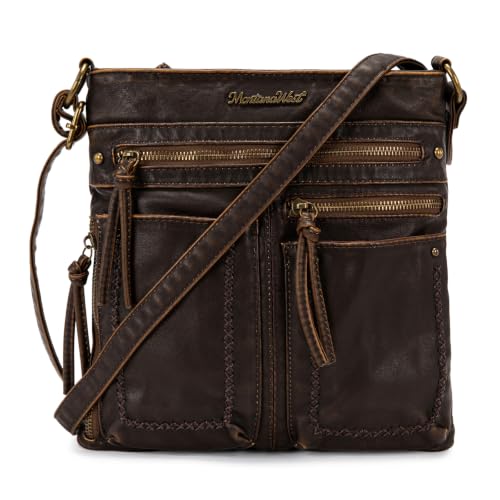 Image of Montana West Crossbody Bag for Women Multi Pocket Shoulder Medium Travel Purses Ultra Soft Washed Leather