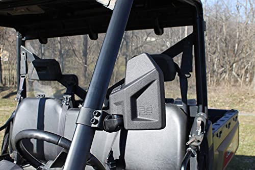 Bevel Engineering Utv Rear View Side Mirror Kit (2 Pack) - Compatible With Non-Round Cage Bar - Break Away And Adjustable - High Impact Shatter Proof Tempered Glass (Driver And Passenger Side) #TOP2