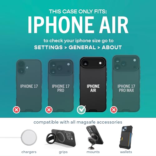 Image of Smartish iPhone Air MagSafe Case + Screen Protector - Magnetic Slim Case - Protective Thin Grip Cover + 2-Pack Tempered Glass Screen Protectors for Apple iPhone Air - Black Tie Affair