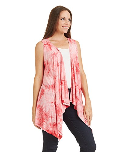 Image of Made By Johnny Women's Lightweight Sleeveless Cardigan - Draped Open Front Vest with Asymmetrical Hem