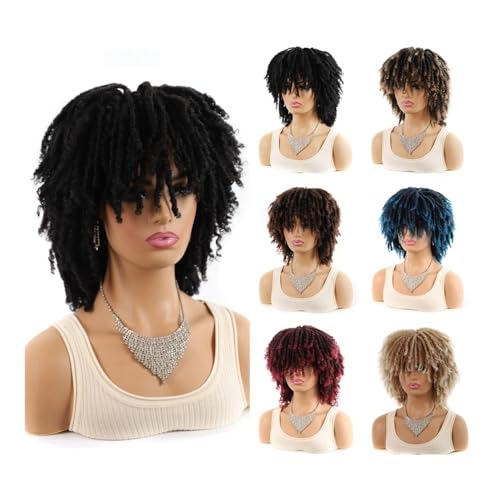 Perruque cheveux humains africain petit rouleau tresse courte dégradé rouge