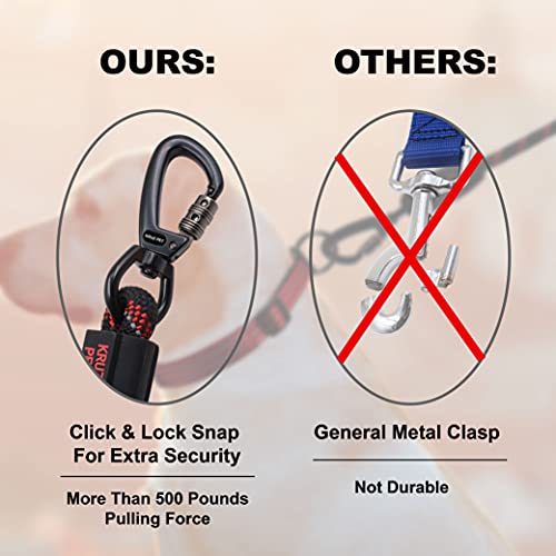 Kruz Short Traffic Leash - Kzrope5020-03L - Soft Silicone Grip - Click & Lock Snap - Heavy-Duty Reflective Dog Rope For Security, Safety And Control - Walking, Running, Training - Red - 1/2" X 20" #TOP6