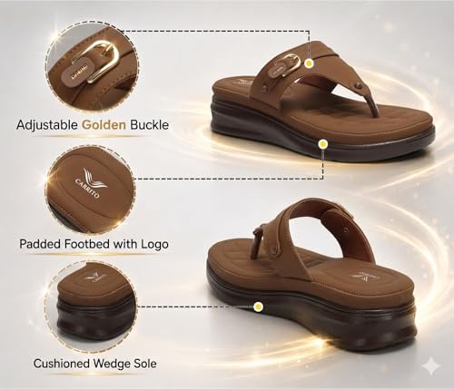 Image of Carrito, Women Wedge Heels Thong Sandals| Comfortable Flats Sandals | Comfort Orthopaedic Sandals for Women| Doctor Slippers /Flip-Flops | Arch Support & Heel Cushion | Lightweight Anti-Skid Sole | Ultra-Cushioned Shock Absorbing Footbed | Available in Open Toe & Toe Separator Style