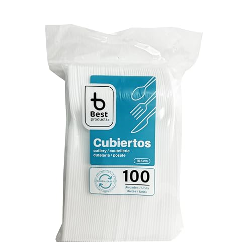 Pack 100 Cucharas De Alta resistentes y duraderos y Lavables - Cuchara 17cm de Color Blanco para Cumpleaños, Picnics, Fiestas, Buffets, Bodas. (100, CUCHARA)