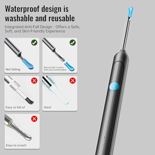 Image of New Ear Cleaner Tool Endoscope Otoscope, Ear Wax Cleaner with 1080p FHD Camera Ear wax remover Tool with Wifi Connection & 6 LED Lights Multi