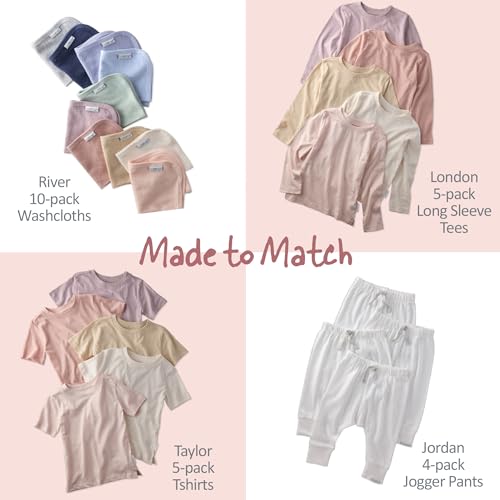 Image of Butterblu Taylor 5-Pack Short Sleeve T-Shirts​ 100% Organic Cotton | GOTS Certified Organic Cotton for Baby, Toddler Girls, Boys, Unisex, Made to Match Layering Solid Colors