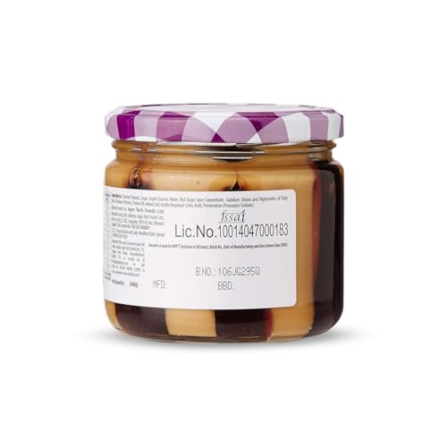 Image of Sundrop Peanut Butter with Red Grape Jelly | Creamy | 340 Grams | with 13.4% Protein | 6.8% Dietary Fibre |Premium Roasted Peanuts | No Added Colours & Preservatives | Great Value Per Gram of Protein