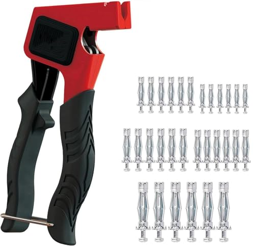 Tacos de yeso, tacos de metal, pinzas de montaje para tacos huecos, con 30 tacos M4/M5/M6 con tornillos, adecuados para la fijación rápida de paredes huecas y placas de yeso