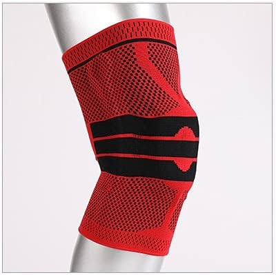 Nuevo Fitness Running Protector de Rodilla Protector Deportivo Protector de Rodilla Nylon elástico Relleno de Silicona Protector de Rodilla de compresión de Gimnasio - Rojo, L