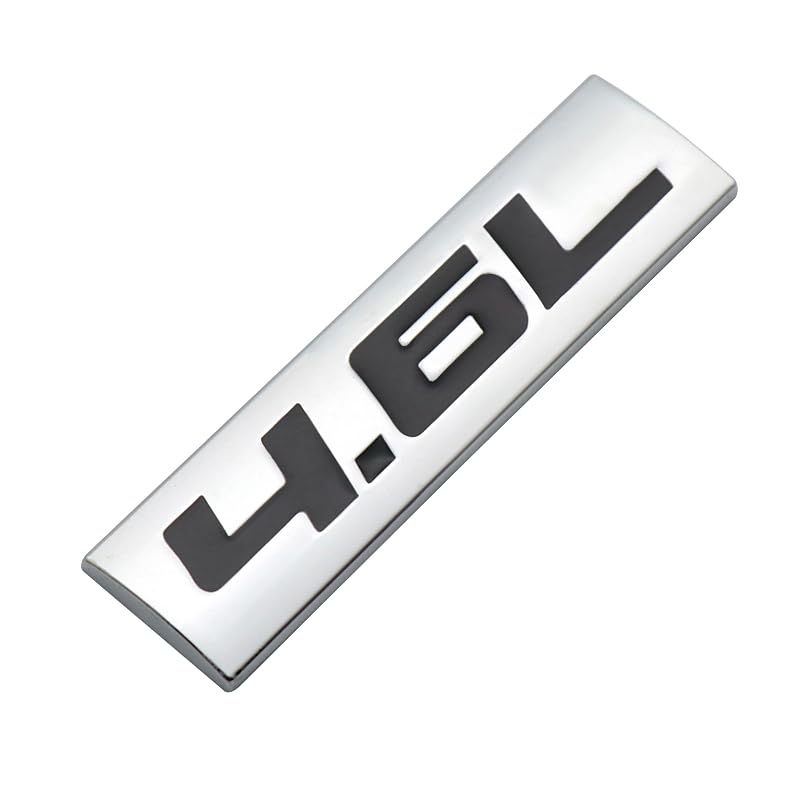 Image of 2Pc 4.6L 4.6 L Emblem 3D Badge Decal Plate Sticker Nameplate for Hood Door Trunk (Silver Black)