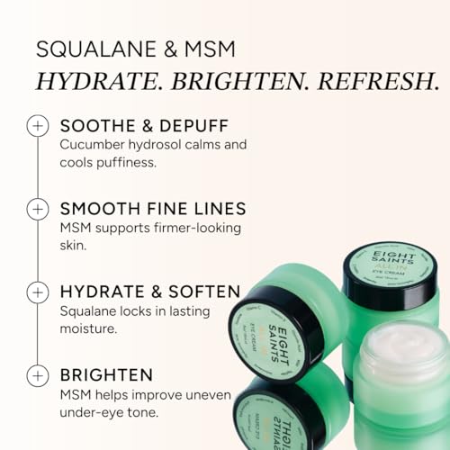 Image of Eight Saints Skin Care All In Eye Cream, Anti Aging Eye Cream to Reduce Puffiness, Wrinkles, & Eye Bags, Dark Circles Eye Treatment, with Hyaluronic Acid, Vitamin C, & Peptides, 0.5 Ounces