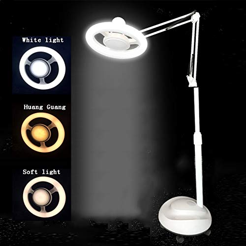 MEIMEIDA Stehleuchte Professionel Maniküre Wimper Schönheit Auge Schutz Lampe Tätowieren Schattenlos Fußboden Kaltes Licht Falten Einstellbar Schwenken LED Stehlampe,38W-White Cover