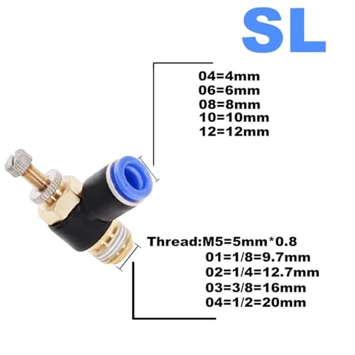 Conector de aire neumático PB de 8 mm y rosca 1/8 para tubos de sistemas industriales 6