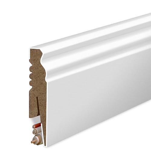 Plinthe en MDF lisse, longueur 207 cm, hauteur 8 cm, épaisseur 1,6 cm