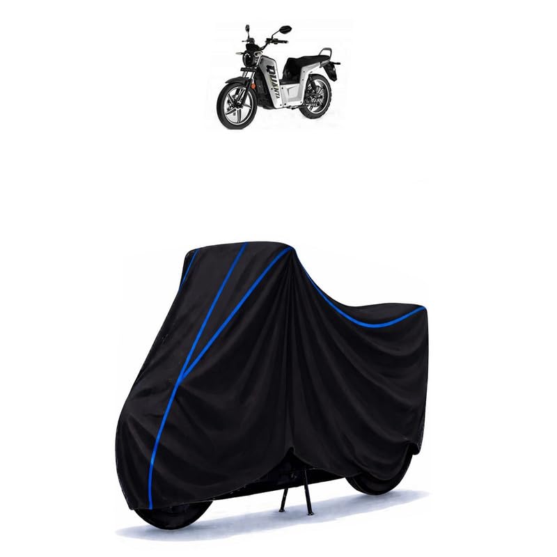 Image of Gravton Quanta Bike Cover Water Resistant Universal Motorcycle Rain | Heavy Duty UV Protection, Dust, Scratch Indoor Outdoor All Weather with Black Blue Piping Elastic