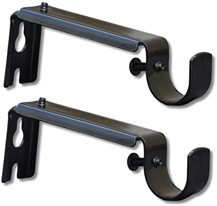 Simply Sublime Adjustable Curtain Rod Extension Brackets - ⅝ or ¾ Inch Rod (Black)