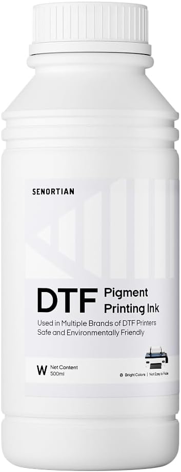 Premium DTF Ink Set CMYKW+White, 6x500ml - High Opacity Vibrant Colors Clog-Free Printing for Dark Fabrics Compatible with Epson L1800 XP600 DX5 Printers