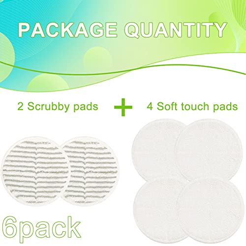 2124 Replacement Pads For Bisell Spinwave Spin Mop, (2 Scrubby Pads And 4 Soft Pads) Compatible With Bisell Spinwave 2039, 2039A, 2039Q, 2039T, 2039W, 20391, 20395 20399 2307 23157 2315A Mop Pads Kit #TOP2