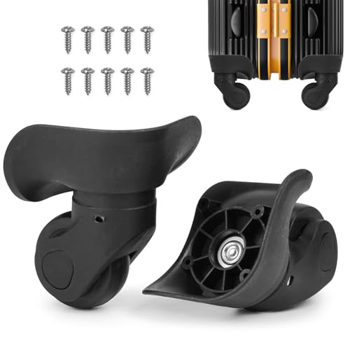 CYSFETENA 2 Pcs Luggage Wheels Replacement - Left & Right Suitcase Swivel Caster Wheels with Screws,360 Degree Rotation,Suitcases Replacement Wheels for Trolley, W041-2 S, 2in