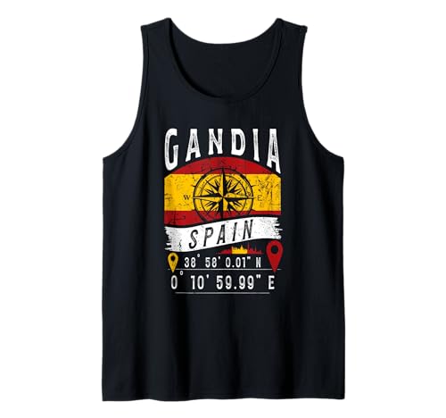 Gandia España Bandera GPS Coordenadas De Gandia Camiseta sin Mangas