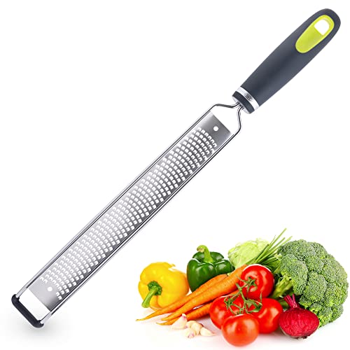 ZOLMER® Premium Zester Reibe mit Ergonomischem Griff - Extra Scharfe Küchenreibe aus Edelstahl - Käsereibe - Zitronenreibe - Spülmaschinenfest Cover