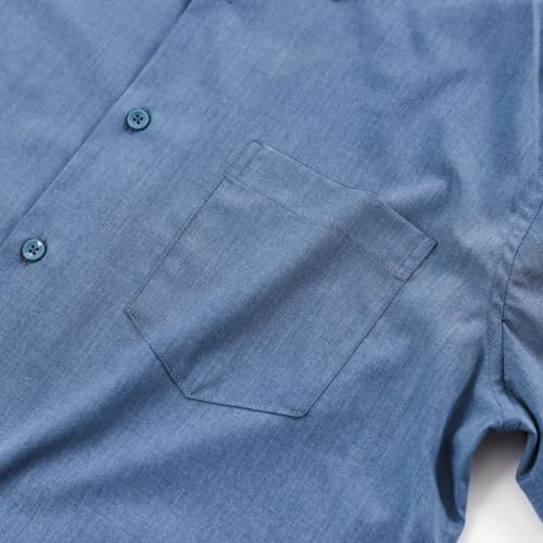 FAHIZO Men's Short Sleeve Dress Shirt Regular Fit Soild Casual Business Stretch Button Down Shirts with Pocket3