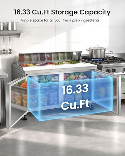 Image of 60 inch Commercial Sandwich Prep Table Refrigerator, 16.33 Cu.Ft