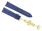 19mm Leather Strap Band Deployment Clasp Compatible with Tudor Prince Oysterdate Blue Gold