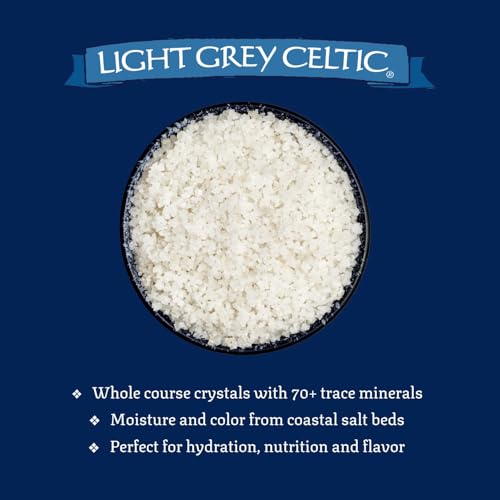 Image of Celtic Sea Salt Light Grey Coarse, Unrefined Mineral Salt, 1 lb | Hand-harvested whole crystals with 70+ trace minerals for electrolyte hydration and finishing; lab tested, no additives