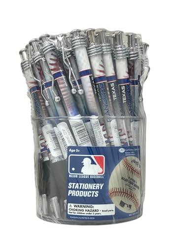 Pro Specialties Group MLB 48-Pack Tub Retractable Click Pens- Great Stocking Suffers and Party Favors (Rangers)