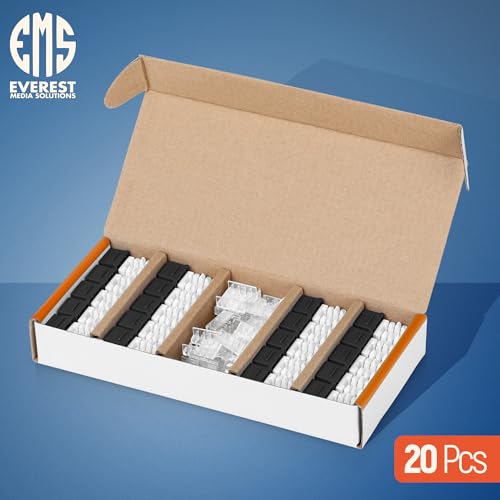 Image of Everest 90 Degree RJ45 Cat6A Keystone Jacks Slim Profile 20-Pack Black