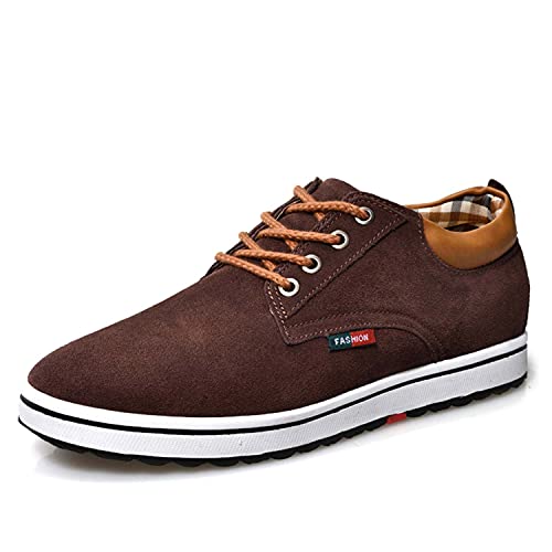 Men's Lace Up Oxford Shoes Low Top Flannelette Cowhide Leather Dress Shoes Casual Sneakers Invisible Height Increasing Elevator Shoes- 2.36 Inches Taller