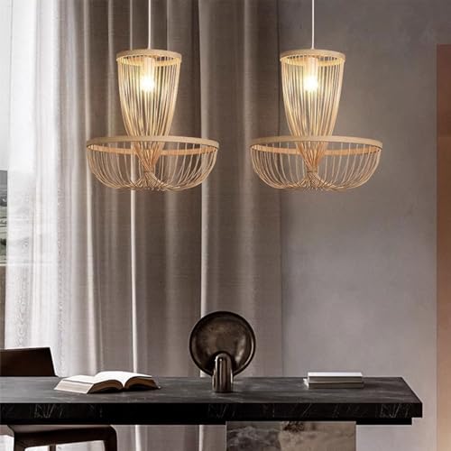 Lampe suspendue moderne en bambou 40 cm pour salon et bar E27 - 3