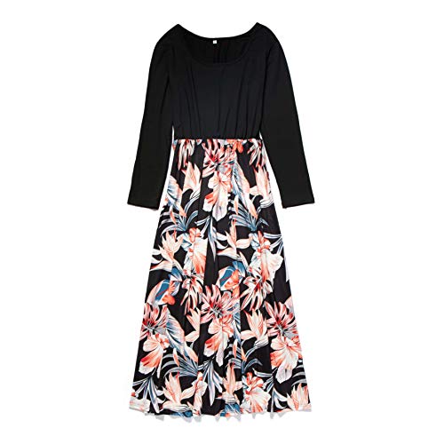 Mommy and me Matching Dresse Crew Neck Long Sleeve Floral Printed Girls Dress Family Matching Outfits…2