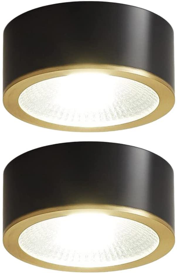 LEGZIT 2pack,3W,5W,7W,9W Brushed Brass Ceiling Surface Mounted Downlight Eyeball Ceiling Light 8cm,10cm Retrofit Led Recessed Spotlights (Gold/Black,3000K Warm White)