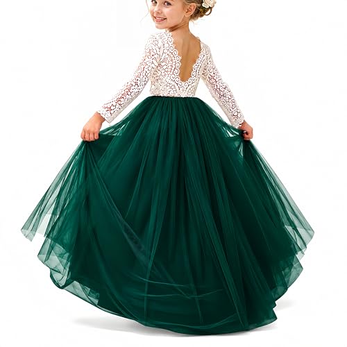 Image of Topmaker Flower Girl Dress for Toddler Baby Girls,Lace Tulle Dress for Wedding,Birthday Party,Photoshoot,Special Occasion