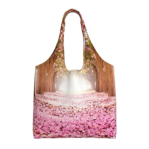 Sac fourre-tout toile grand format noir motif tunnel fleurs roses