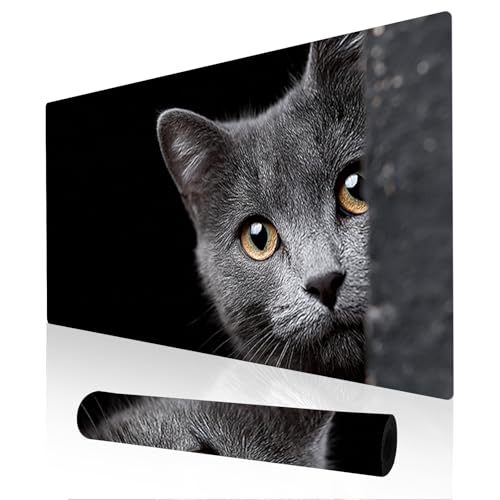 Image of Nuxovilar Professional Large Mouse Pad 11.8x31.4 Inch Polyester Desk Mat for Home Office Gaming Room Cute Decor - Gray Cat