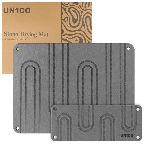 Un1co - Stone Drying Mat for Kitchen Counter - Diatomaceous Earth Absorbent Tray for Dishes - Quick Dry Non-Slip Eco - Friendly Diatomite Mat - Reusable Surface Protector for Home & Kitchen -  drying stone 001
