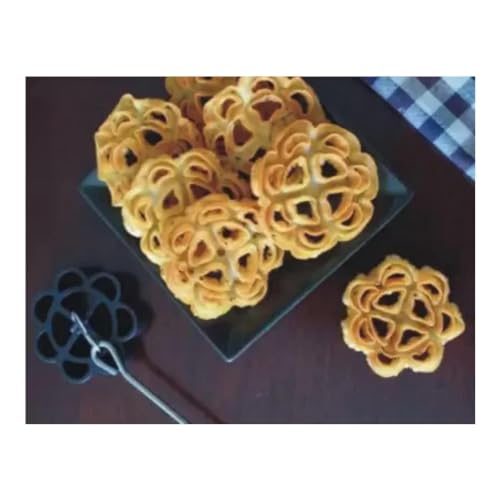 Image of Achu Murukku Achappam Rose Cookie Maker Achappam Mould with Heat Resistance Handle 0.2 kg Roaster (Black, Silver)