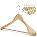 Produktbild J.S. Hanger Kleiderbügel aus Holz, 6-Stuck, mit extra breiter Schulter, perfekt für Anzüge, Mäntel und Hosen, natürliche oberfläche