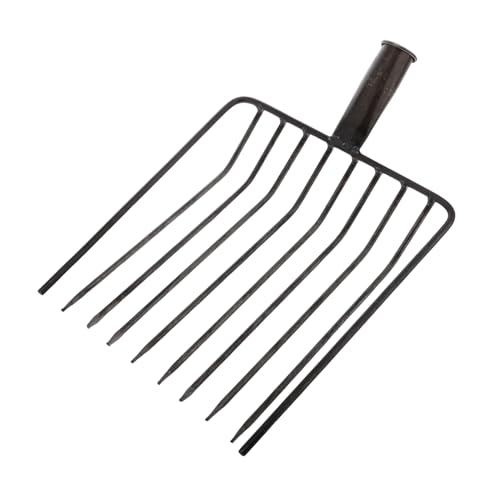 BESPORTBLE Cabezal de Horquilla de Acero 10 Dientes para Jardinería, Herramienta Manual para Aflojar Suelo y Desherbar en Jardín y Huerto, Resistente, Ligera y Fácil de Limpiar, Uso Agrícola