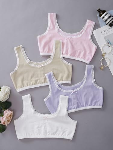 Jhaoyu 4 Pcs Sports Training Bras for Teen Girls Wide Straps Crop Cami Bralette Vest3