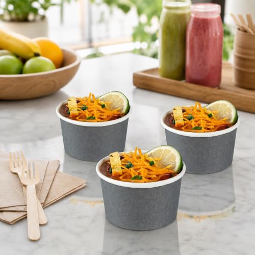 Image of Coppetta 5-Ounce Dessert Cups, 50 Disposable Ice Cream Cups - Lids Sold Separately, Sturdy, Gray Paper Frozen Yogurt Bowls, For Hot And Cold Foods, Perfect For Gelato Or Mousse - Restaurantware