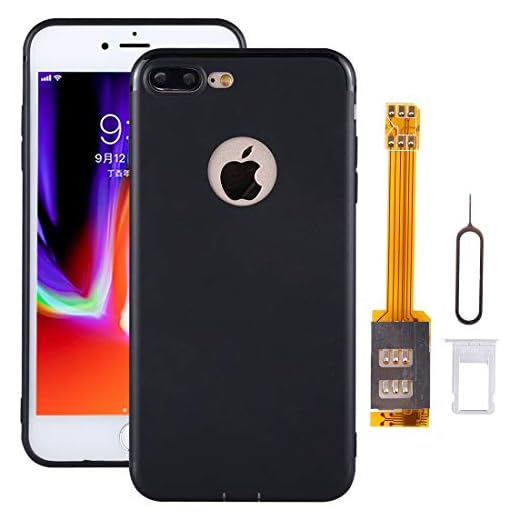Moonbaby ny för iPhone 8 Plus dubbla SIM-kort adapterkit med mjukt skyddande fodral (svart) (färg: svart)
